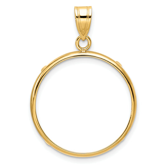 14K Yellow Gold Wideband Distinguished Coin Jewelry Polished 22.0mm Prong Bezel Pendant