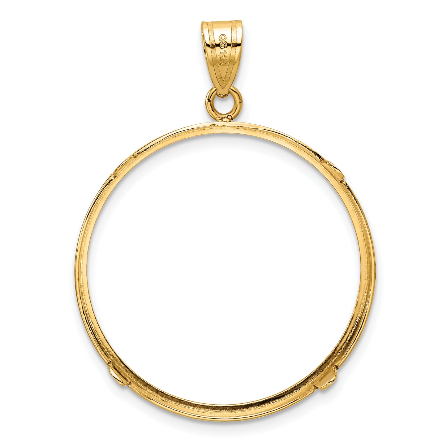 14K Yellow Gold Wideband Distinguished Coin Jewelry Polished 27.0mm Prong Bezel Pendant