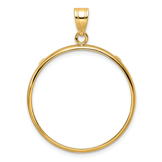 14K Yellow Gold Wideband Distinguished Coin Jewelry Polished 27.0mm Prong Bezel Pendant