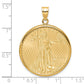 14K Yellow Gold Wideband Distinguished Coin Jewelry Polished Mounted 1/2Oz American Eagle Prong Bezel Pendant