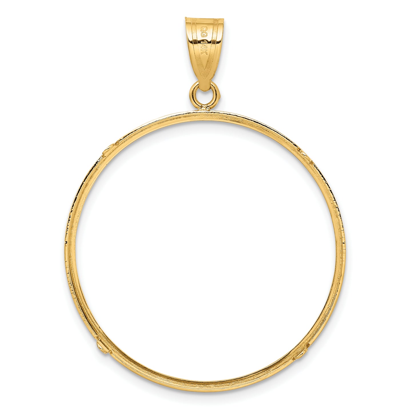 14K Yellow Gold Wideband Distinguished Coin Jewelry Polished 32.0mm Prong Bezel Pendant