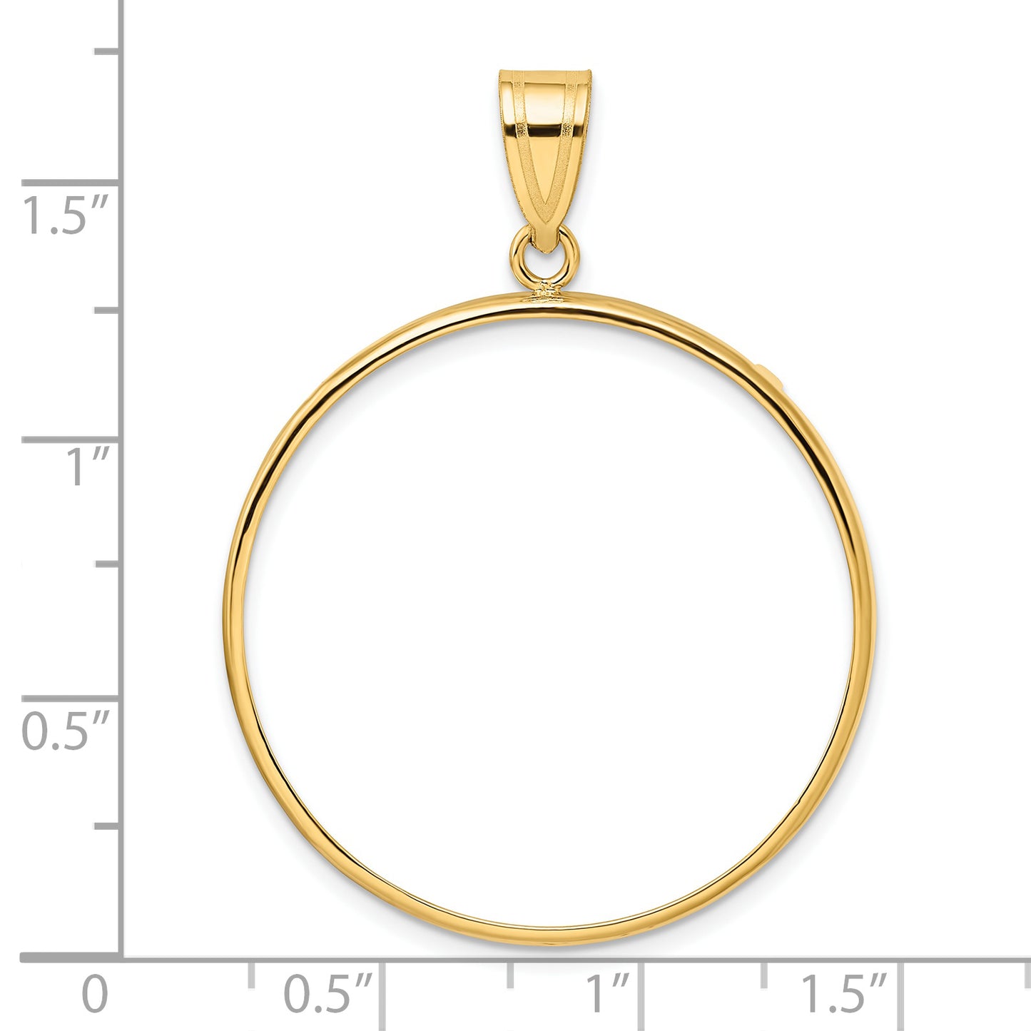 14K Yellow Gold Wideband Distinguished Coin Jewelry Polished 32.0mm Prong Bezel Pendant