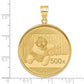 14K Yellow Gold Wideband Distinguished Coin Jewelry Polished Mounted 1Oz Panda Prong Bezel Pendant