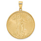 14K Yellow Gold Wideband Distinguished Coin Jewelry Polished Mounted 1Oz American Eagle Prong Bezel Pendant