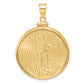 14K Yellow Gold Wideband Distinguished Coin Jewelry 14Ky Diamond-Cut Screw Top Mounted 1/2Oz American Eagle Bezel Pendant