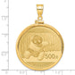 14K Yellow Gold Wideband Distinguished Coin Jewelry 14Ky Diamond-Cut Screw Top Mounted 1Oz Panda Bezel Pendant