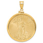 14K Yellow Gold Wideband Distinguished Coin Jewelry 14Ky Diamond-Cut Screw Top Mounted 1Oz American Eagle Bezel Pendant