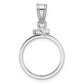 14K White Gold Wideband Distinguished Coin Jewelry Polished 16.5mm X 1.35mm Screw Top Bezel Pendant