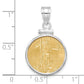 14K White Gold Wideband Distinguished Coin Jewelry Polished Mounted 1/10Oz American Eagle Screw Top Bezel Pendant