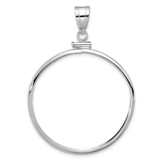 14K White Gold Wideband Distinguished Coin Jewelry Polished 32.7mm X 3.00mm Screw Top Bezel Pendant