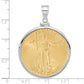 14K White Gold Wideband Distinguished Coin Jewelry Polished Mounted 1Oz American Eagle Screw Top Bezel Pendant