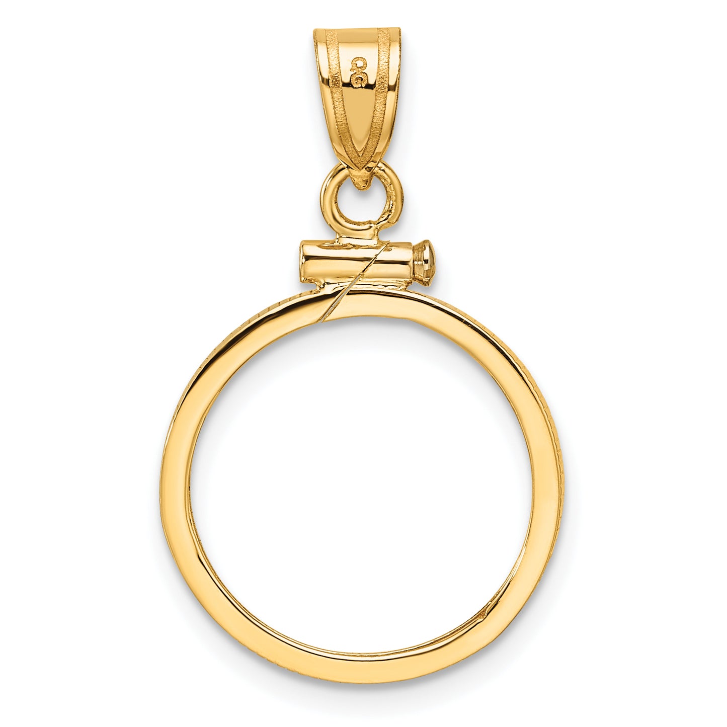 14k Yellow Gold Wideband Distinguished Coin Jewelry 14k Polished 16.5mm x 1.35mm Screw Top Coin Bezel Pendant