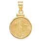 14K Yellow Gold Wideband Distinguished Coin Jewelry Polished Mounted 1/10Oz American Eagle Screw Top Bezel Pendant