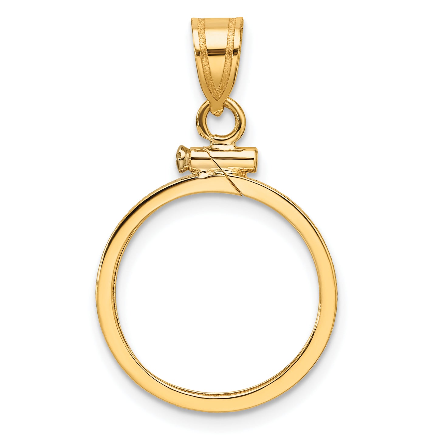 14k Yellow Gold Wideband Distinguished Coin Jewelry 14k Polished 16.5mm x 1.35mm Screw Top Coin Bezel Pendant