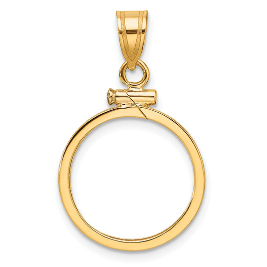 14k Yellow Gold Wideband Distinguished Coin Jewelry 14k Polished 16.5mm x 1.35mm Screw Top Coin Bezel Pendant