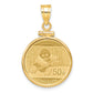 14K Yellow Gold Wideband Distinguished Coin Jewelry Polished Mounted 1/10Oz Panda Screw Top Bezel Pendant