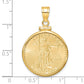 14K Yellow Gold Wideband Distinguished Coin Jewelry Polished Mounted 1/4Oz American Eagle Screw Top Bezel Pendant