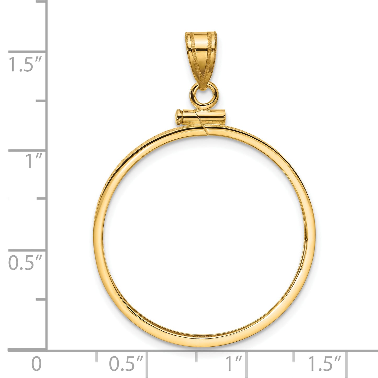 14K Yellow Gold Wideband Distinguished Coin Jewelry Polished 27.0mm X 2.35mm Screw Top Bezel Pendant