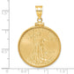 14K Yellow Gold Wideband Distinguished Coin Jewelry Polished Mounted 1/2Oz American Eagle Screw Top Bezel Pendant