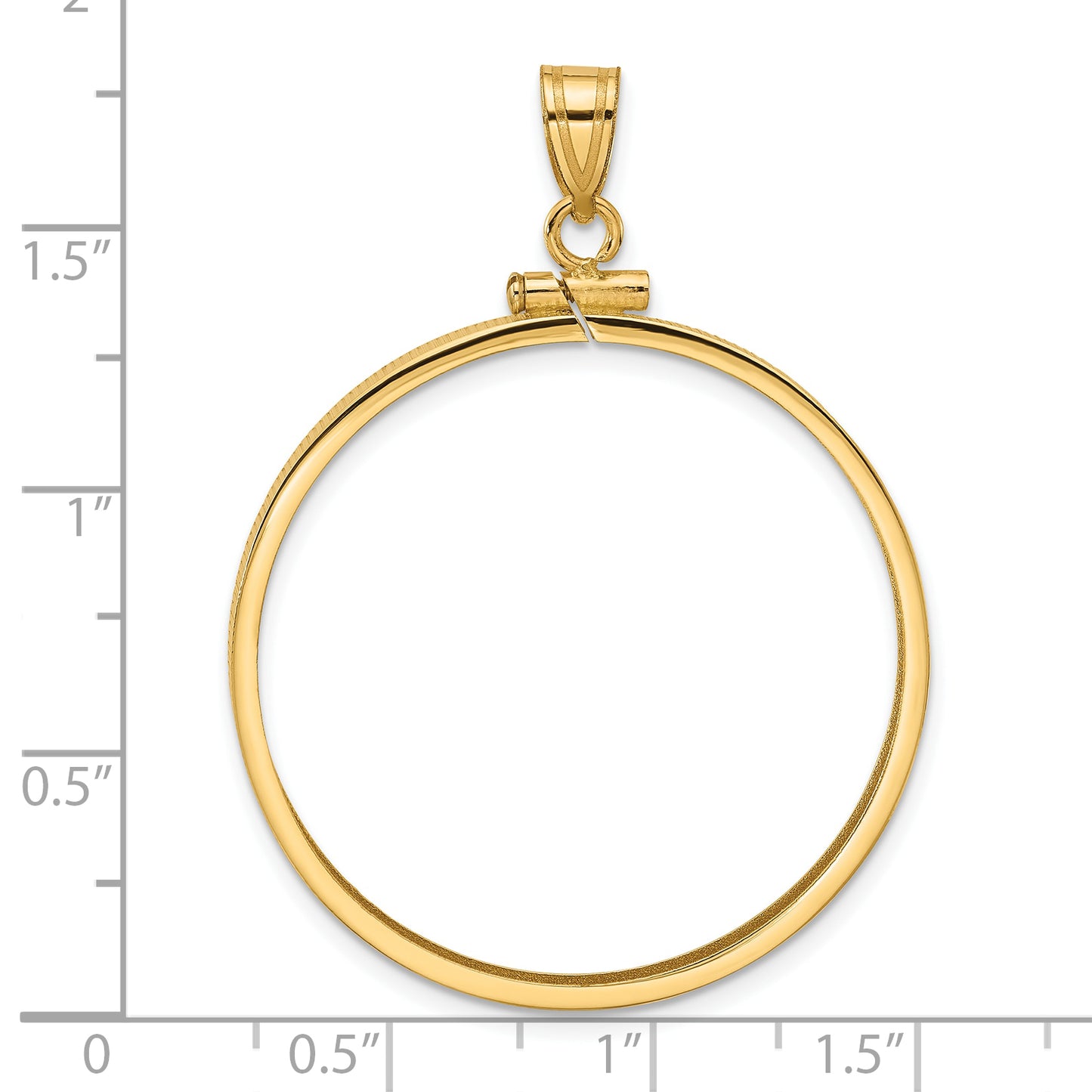 14K Yellow Gold Wideband Distinguished Coin Jewelry Polished 32.0mm X 2.85mm Screw Top Bezel Pendant