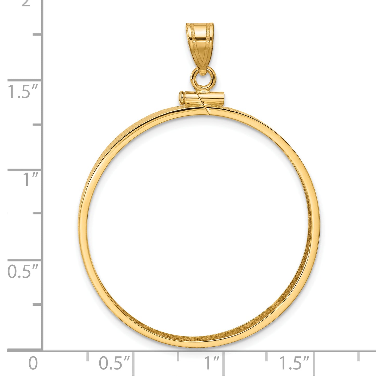 14K Yellow Gold Wideband Distinguished Coin Jewelry Polished 32.7mm X 3.00mm Screw Top Bezel Pendant