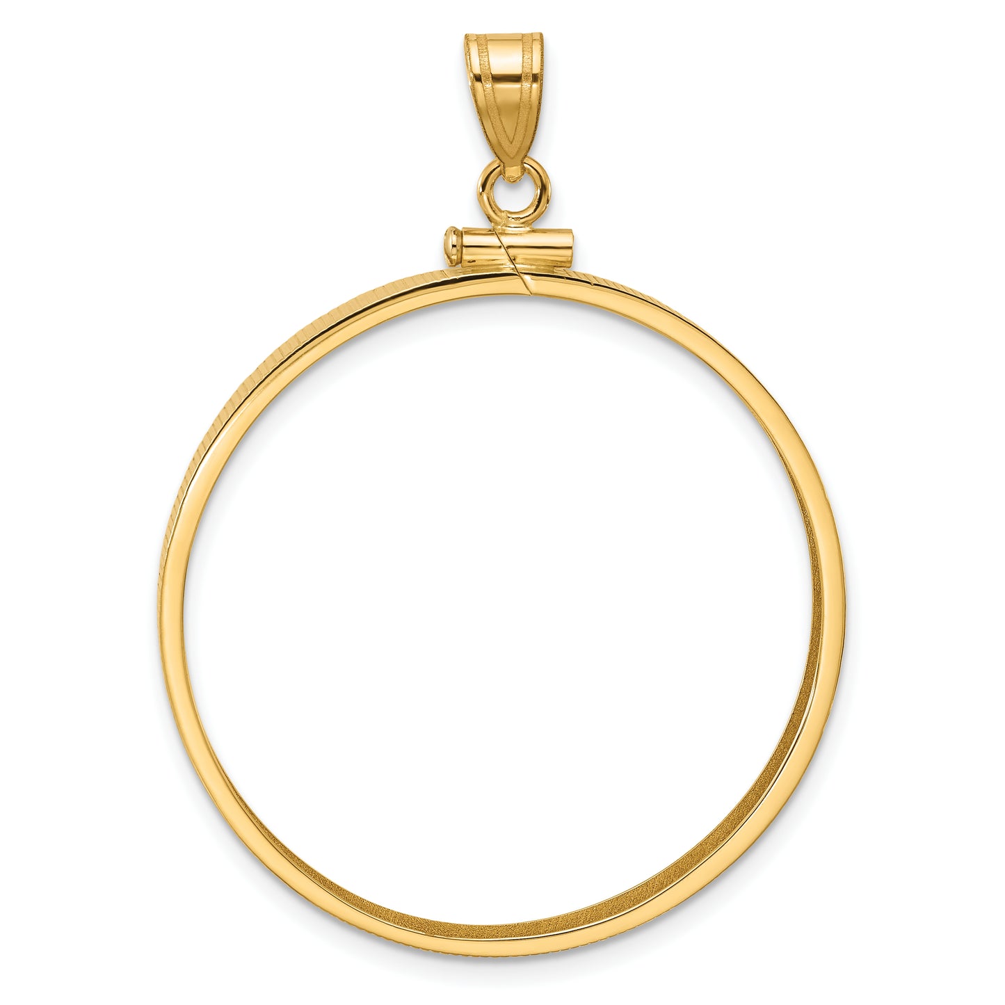 14K Yellow Gold Wideband Distinguished Coin Jewelry Polished 32.7mm X 3.00mm Screw Top Bezel Pendant