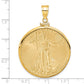 14K Yellow Gold Wideband Distinguished Coin Jewelry Polished Mounted 1Oz American Eagle Screw Top Bezel Pendant