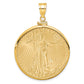 14K Yellow Gold Wideband Distinguished Coin Jewelry Polished Mounted 1Oz American Eagle Screw Top Bezel Pendant