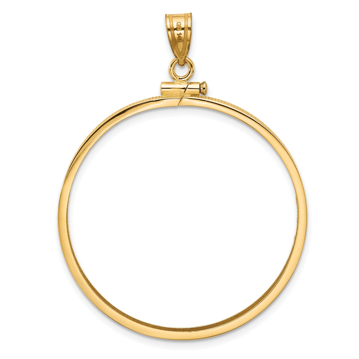 14K Yellow Gold Wideband Distinguished Coin Jewelry Polished 34.2mm X 2.85mm Screw Top Bezel Pendant