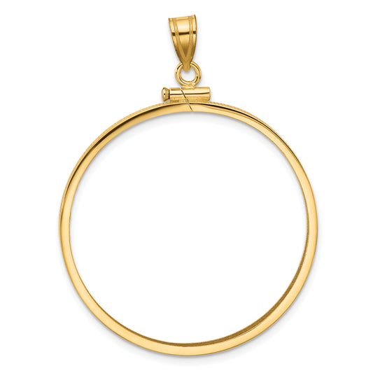 14K Yellow Gold Wideband Distinguished Coin Jewelry Polished 34.2mm X 2.85mm Screw Top Bezel Pendant