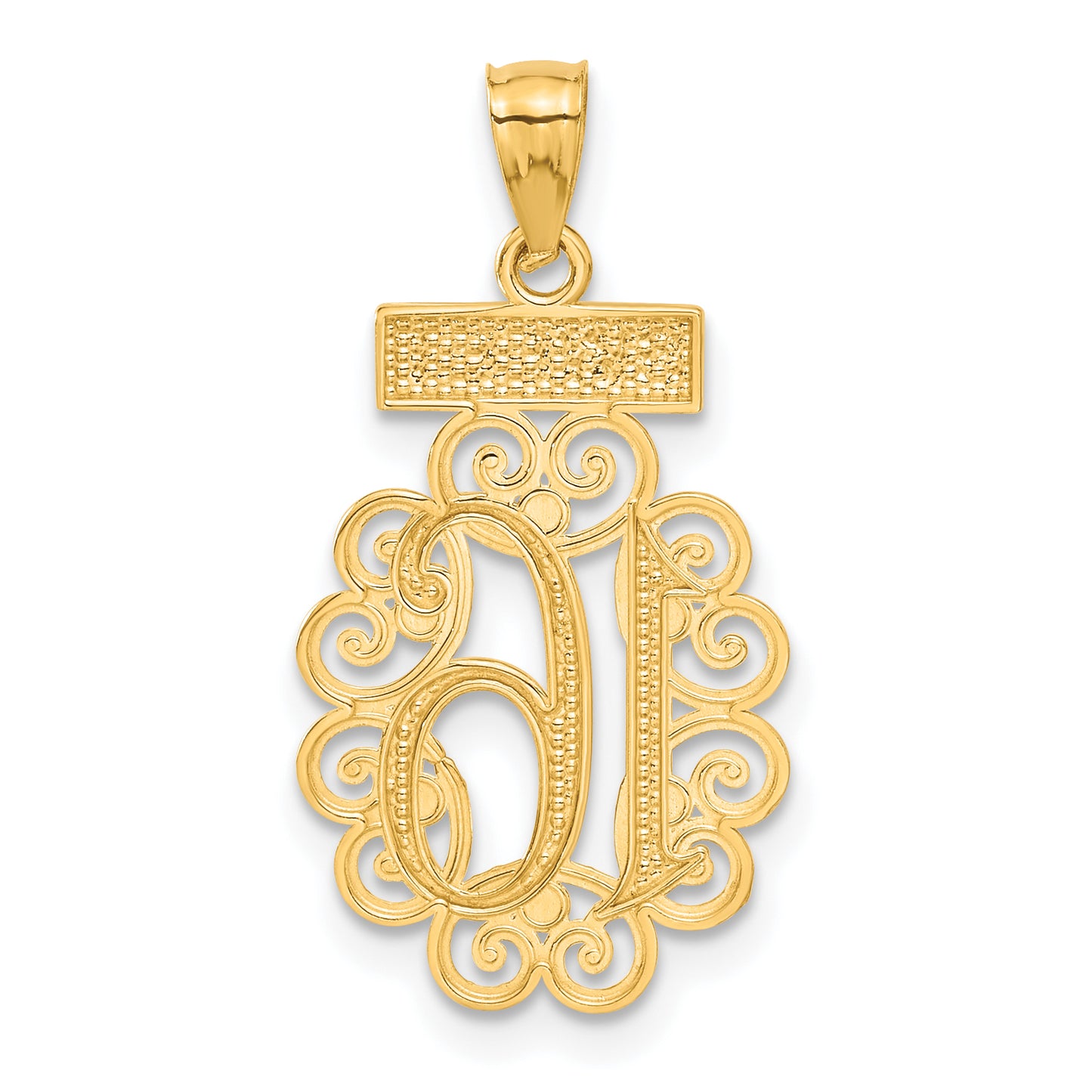 14K Yellow & Rhodium W/Rhodium Filigree Sweet 16 Pendant