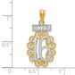 14K Yellow & Rhodium W/Rhodium Filigree Sweet 16 Pendant