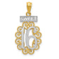 14K Yellow & Rhodium W/Rhodium Filigree Sweet 16 Pendant