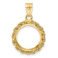 14K Yellow Gold Wideband Distinguished Coin Jewelry Diamond-Cut With Rope 14.0mm Prong Bezel Pendant