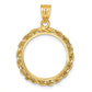 14K Yellow Gold Wideband Distinguished Coin Jewelry Diamond-Cut With Rope 18.0mm Prong Bezel Pendant