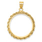 14K Yellow Gold Wideband Distinguished Coin Jewelry Diamond-Cut With Rope 22.0mm Prong Bezel Pendant