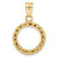 14K Yellow Gold Wideband Distinguished Coin Jewelry Polished Rope 14.0mm Prong Bezel Pendant