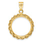 14K Yellow Gold Wideband Distinguished Coin Jewelry Polished Rope 16.5mm Prong Bezel Pendant