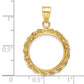 14K Yellow Gold Wideband Distinguished Coin Jewelry Polished Rope 16.5mm Prong Bezel Pendant