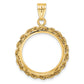 14K Yellow Gold Wideband Distinguished Coin Jewelry Polished Rope 18.0mm Prong Bezel Pendant