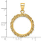 14K Yellow Gold Wideband Distinguished Coin Jewelry Polished Rope 18.0mm Prong Bezel Pendant