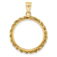 14K Yellow Gold Wideband Distinguished Coin Jewelry Polished Rope 22.0mm Prong Bezel Pendant