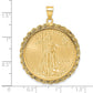 14K Yellow Gold Wideband Distinguished Coin Jewelry Polished Rope Mounted 1/2Oz American Eagle Prong Bezel Pendant