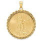 14K Yellow Gold Wideband Distinguished Coin Jewelry Polished Rope Mounted 1/2Oz American Eagle Prong Bezel Pendant