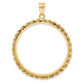 14K Yellow Gold Wideband Distinguished Coin Jewelry Polished Rope 32.0mm Prong Bezel Pendant