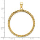 14K Yellow Gold Wideband Distinguished Coin Jewelry Polished Rope 32.0mm Prong Bezel Pendant