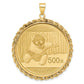 14K Yellow Gold Wideband Distinguished Coin Jewelry Polished Rope Mounted 1Oz Panda Prong Bezel Pendant