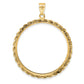 14K Yellow Gold Wideband Distinguished Coin Jewelry Polished Rope 32.7mm Prong Bezel Pendant