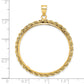 14K Yellow Gold Wideband Distinguished Coin Jewelry Polished Rope 32.7mm Prong Bezel Pendant