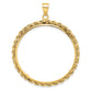 14K Yellow Gold Wideband Distinguished Coin Jewelry Polished Rope 32.7mm Prong Bezel Pendant